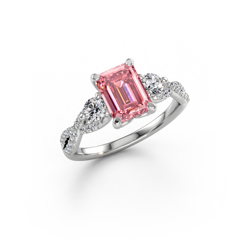 Immagine di Anello di fidanzamento Marilou EME 585 oro bianco Diamante lab grown rosa 8x6 mm