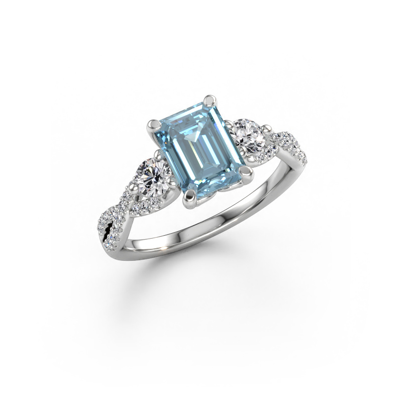 Immagine di Anello di fidanzamento Marilou EME 585 oro bianco Diamante lab grown blu 8x6 mm