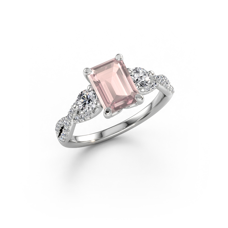 Immagine di Anello di fidanzamento Marilou EME 950 platino Morganite champagne 8x6 mm