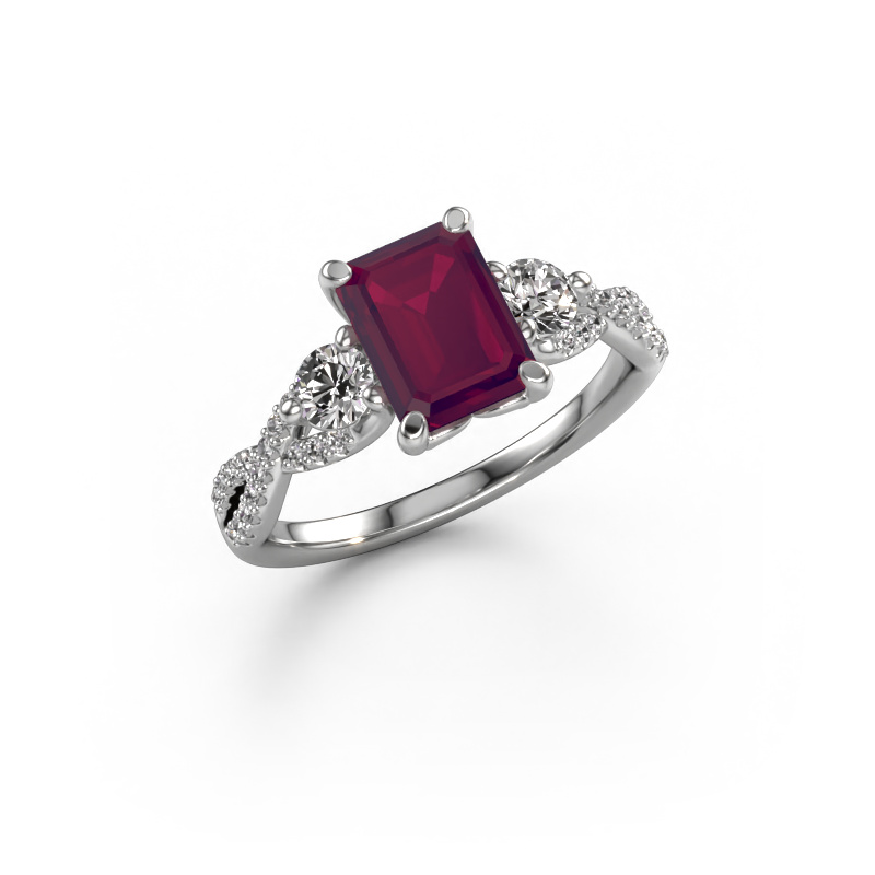 Image of Engagement ring Marilou EME 950 platinum Rhodolite 8x6 mm