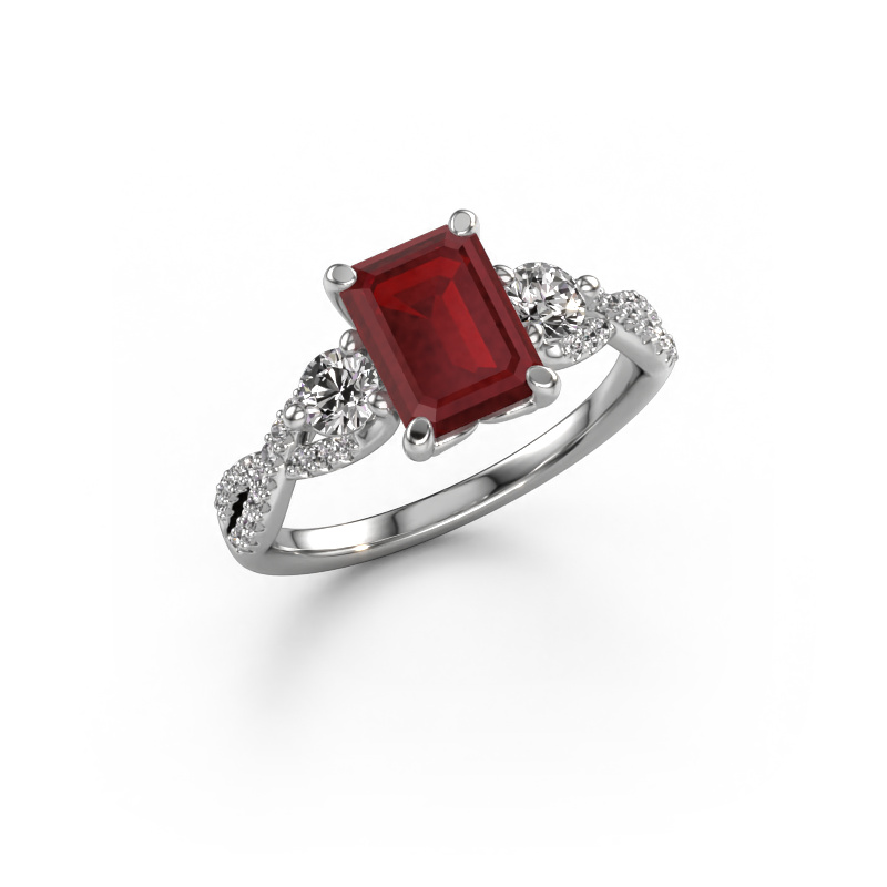Image of Engagement ring Marilou EME 950 platinum Ruby 8x6 mm