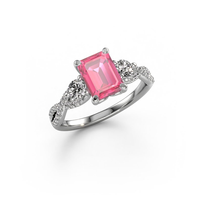Image of Engagement ring Marilou EME 950 platinum Pink sapphire 8x6 mm
