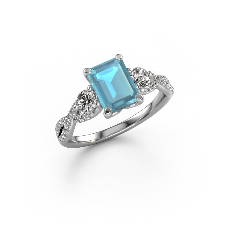 Bild von Verlobungsring Marilou EME 950 Platin Blau Topas 8x6 mm