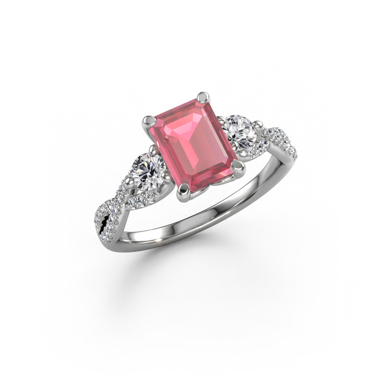 Image of Engagement ring Marilou EME 950 platinum Tourmaline pink 8x6 mm