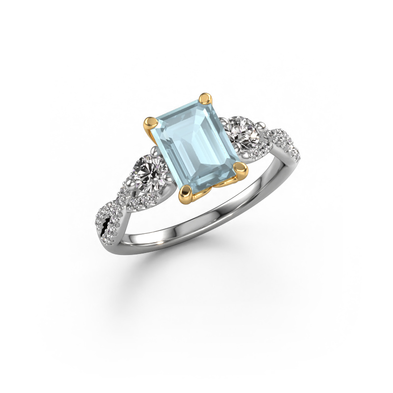 Bild von Verlobungsring Marilou EME 585 Weißgold Aquamarin 8x6 mm