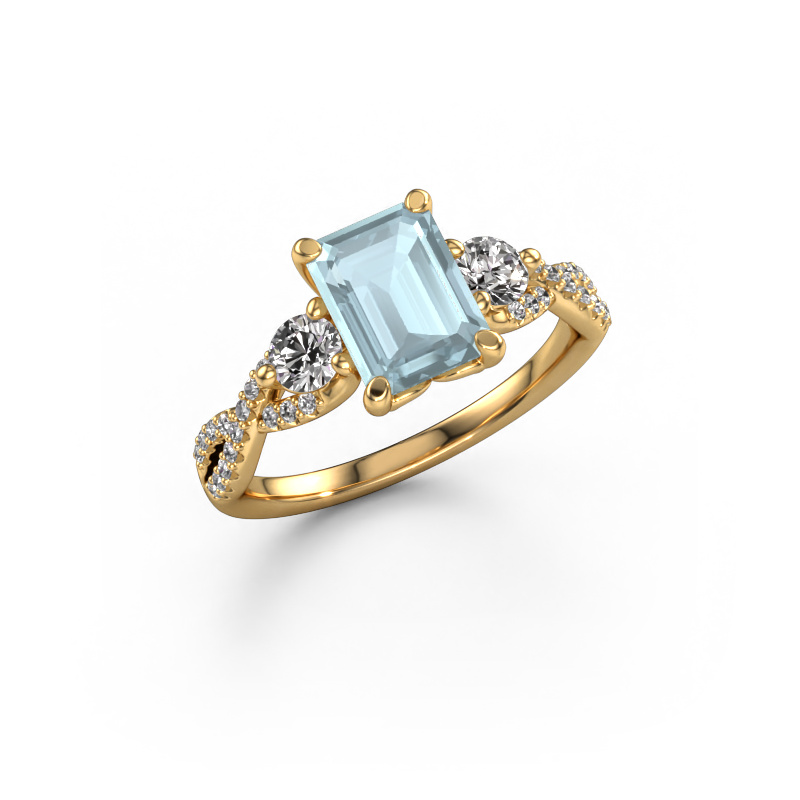 Bild von Verlobungsring Marilou EME 585 Gold Aquamarin 8x6 mm