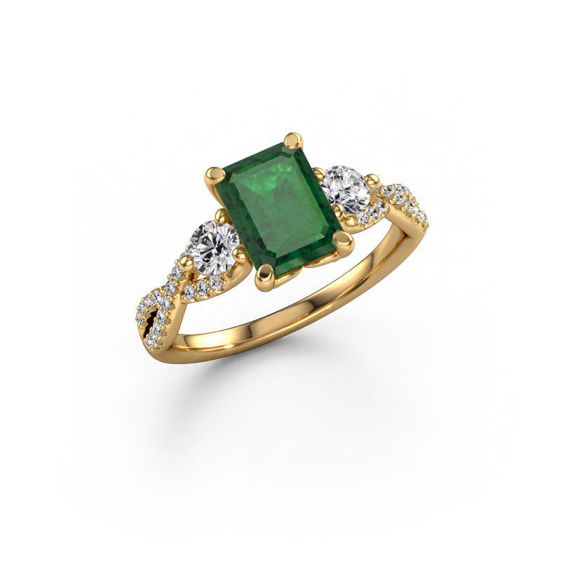 Image of Engagement ring Marilou EME 585 gold Emerald 8x6 mm