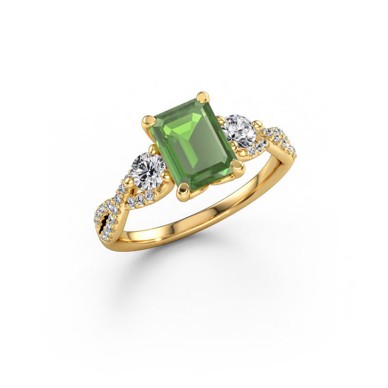 Bild von Verlobungsring Marilou EME 585 Gold Turmalin grün 8x6 mm
