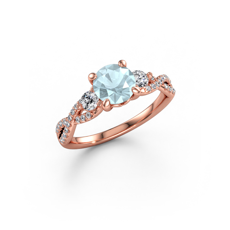 Bild av Förlovningsring Marilou RND 585 roséguld Akvamarin 6.5 mm