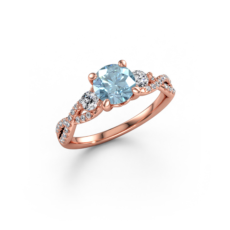 Immagine di Anello di fidanzamento Marilou RND 585 oro rosa Diamante lab grown blu 6.5 mm
