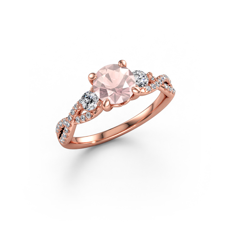 Immagine di Anello di fidanzamento Marilou RND 585 oro rosa Morganite champagne 6.5 mm