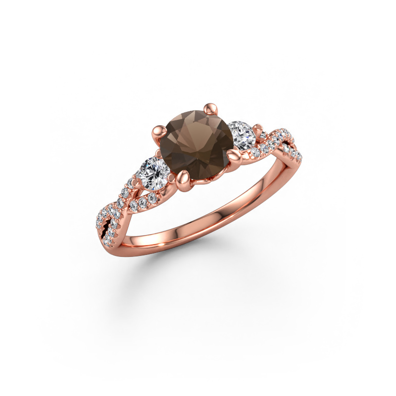 Immagine di Anello di fidanzamento Marilou RND 585 oro rosa Quarzo fumé 6.5 mm