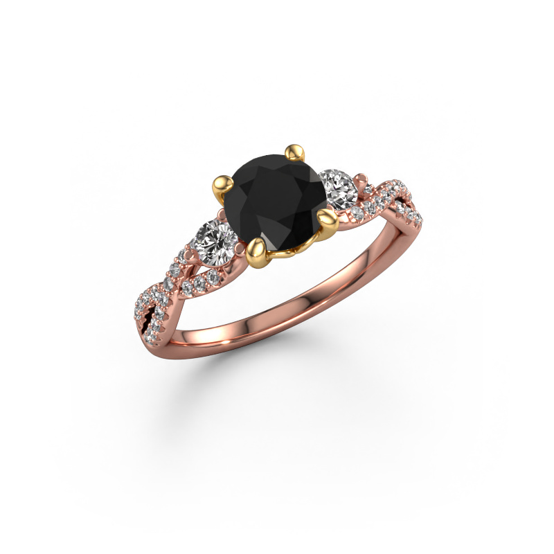 Image of Engagement ring Marilou RND 585 rose gold Black diamond 1.66 crt