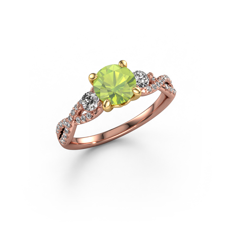 Image of Engagement ring Marilou RND 585 rose gold Peridot 6.5 mm