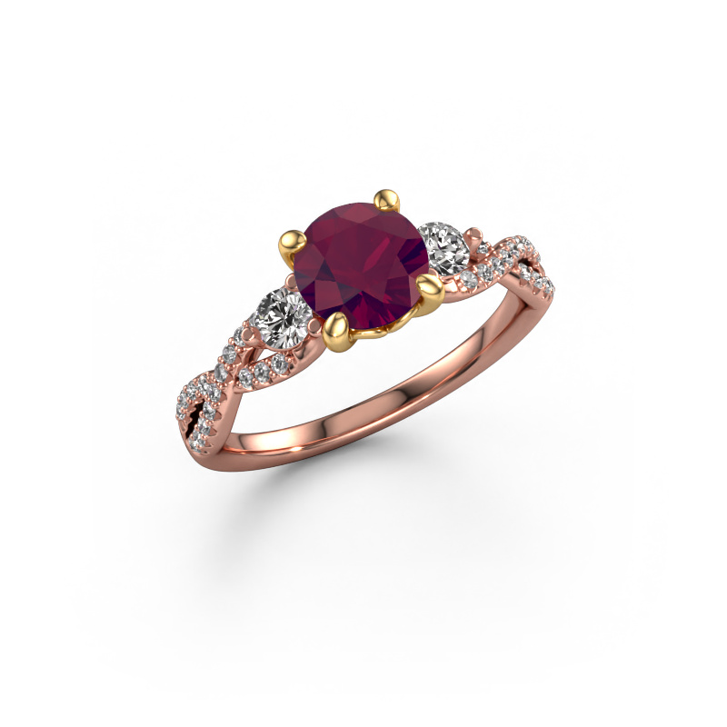 Bild von Verlobungsring Marilou RND 585 Roségold Rhodolit 6.5 mm