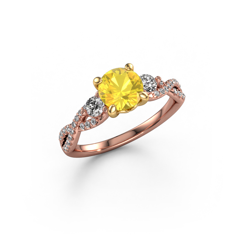 Image of Engagement ring Marilou RND 585 rose gold Yellow sapphire 6.5 mm
