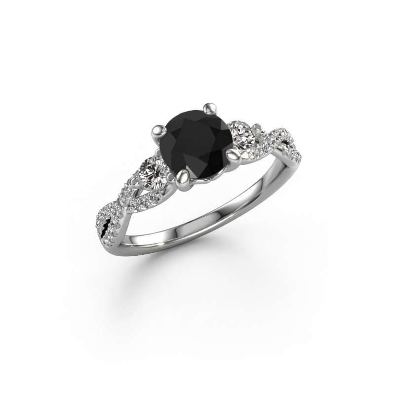 Afbeelding van Verlovingsring Marilou RND 585 witgoud Zwarte diamant 1.66 crt