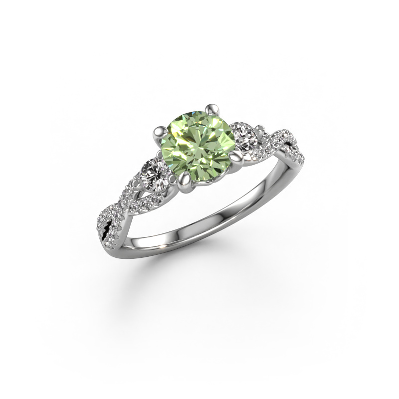 Image of Engagement ring Marilou RND 950 platinum Green lab grown diamond 6.5 mm