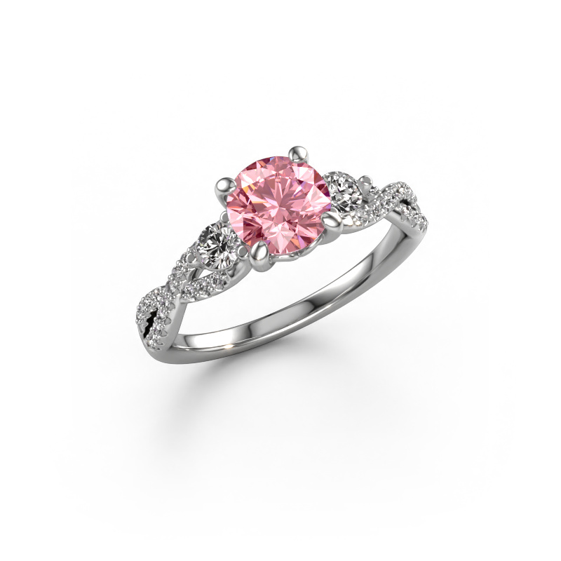Image of Engagement ring Marilou RND 950 platinum Pink lab grown diamond 6.5 mm