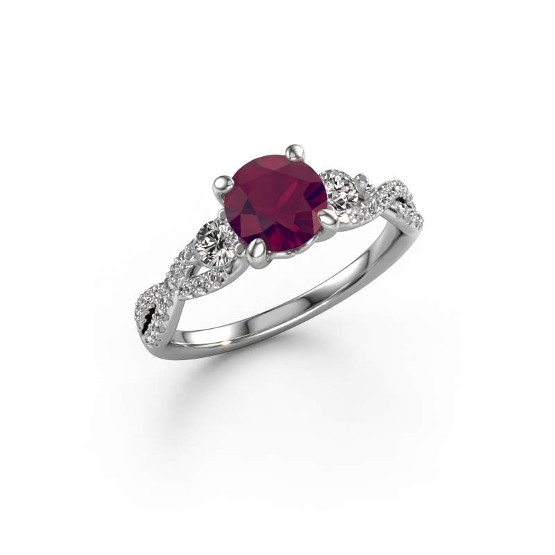 Image of Engagement ring Marilou RND 950 platinum Rhodolite 6.5 mm