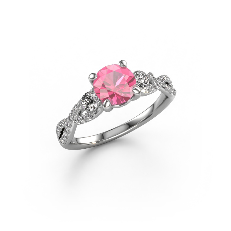 Image of Engagement ring Marilou RND 950 platinum Pink sapphire 6.5 mm