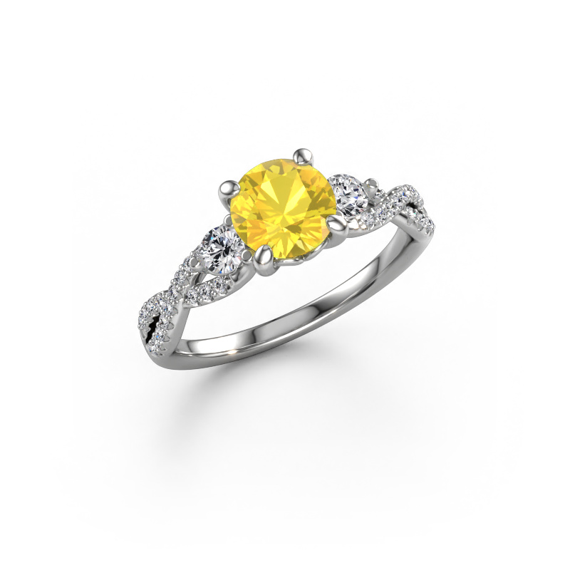 Image of Engagement ring Marilou RND 950 platinum Yellow sapphire 6.5 mm