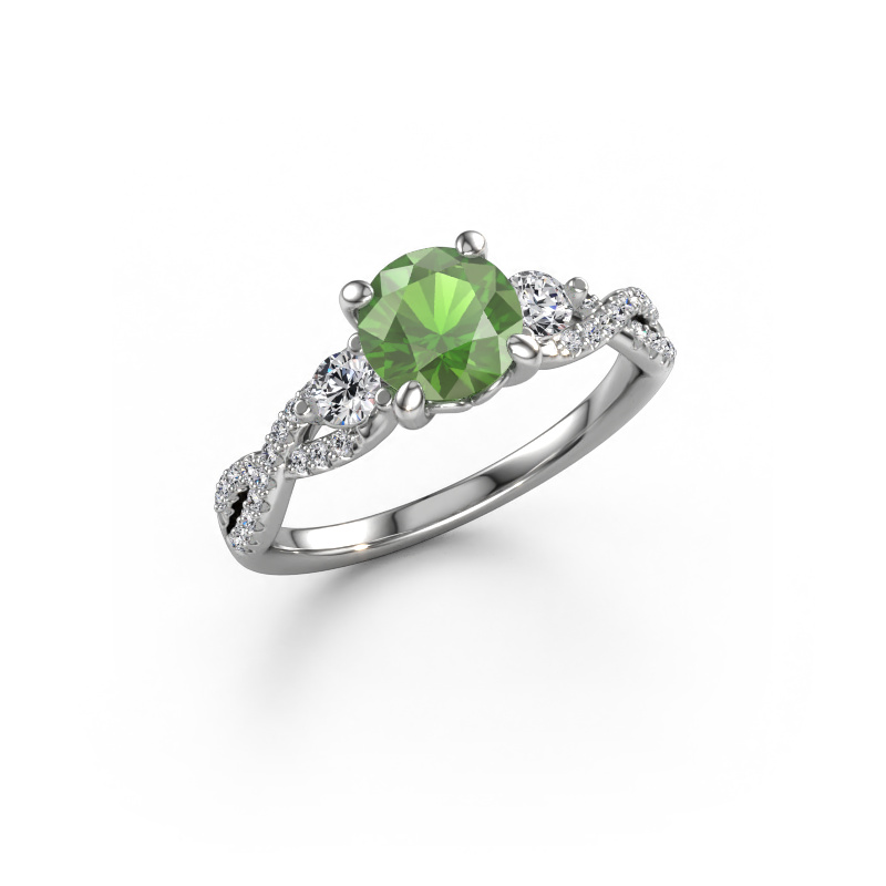 Afbeelding van Verlovingsring Marilou RND 950 platina Toermalijn groen 6.5 mm
