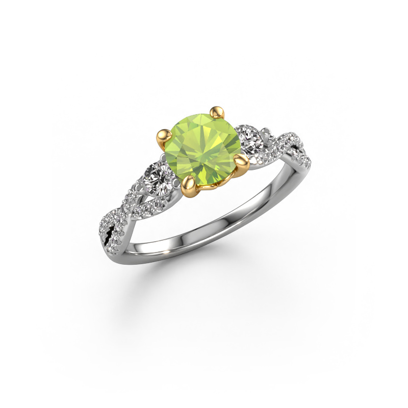 Image of Engagement ring Marilou RND 585 white gold Peridot 6.5 mm