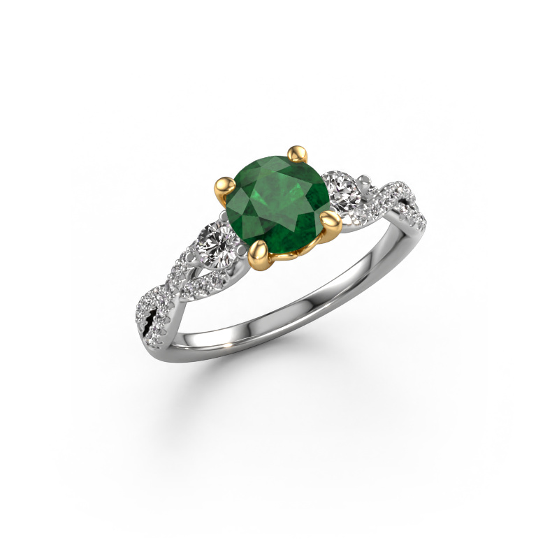 Image of Engagement ring Marilou RND 585 white gold Emerald 6.5 mm