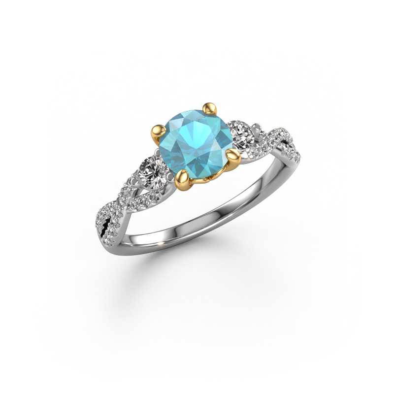 Image of Engagement ring Marilou RND 585 white gold Blue topaz 6.5 mm