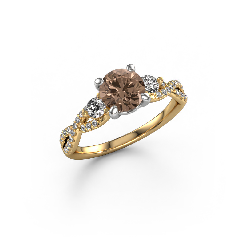 Afbeelding van Verlovingsring Marilou RND 585 goud Bruine diamant 1.360 crt