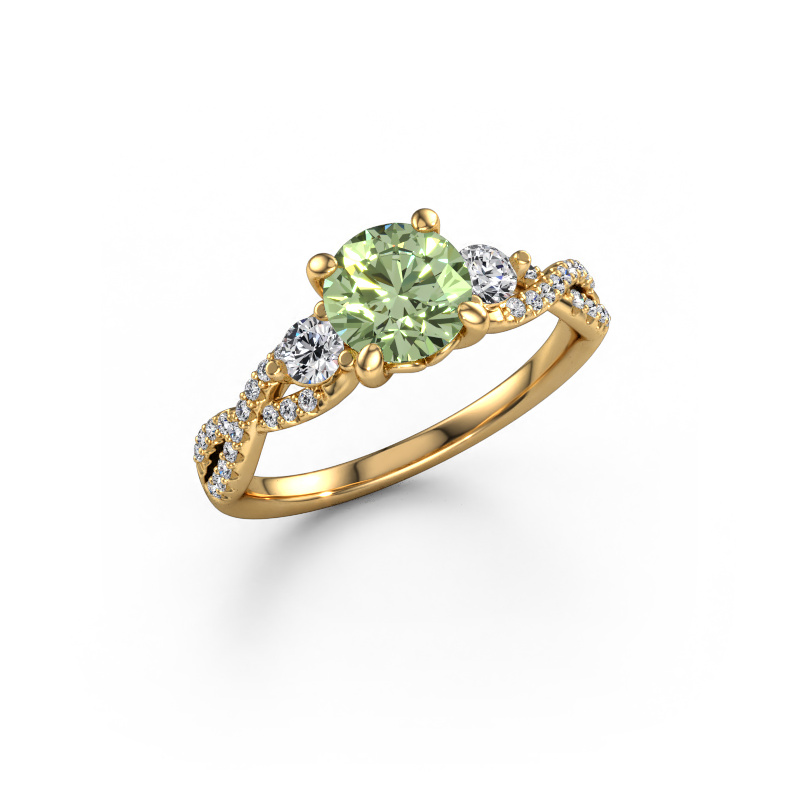 Image of Engagement ring Marilou RND 585 gold Green lab grown diamond 6.5 mm