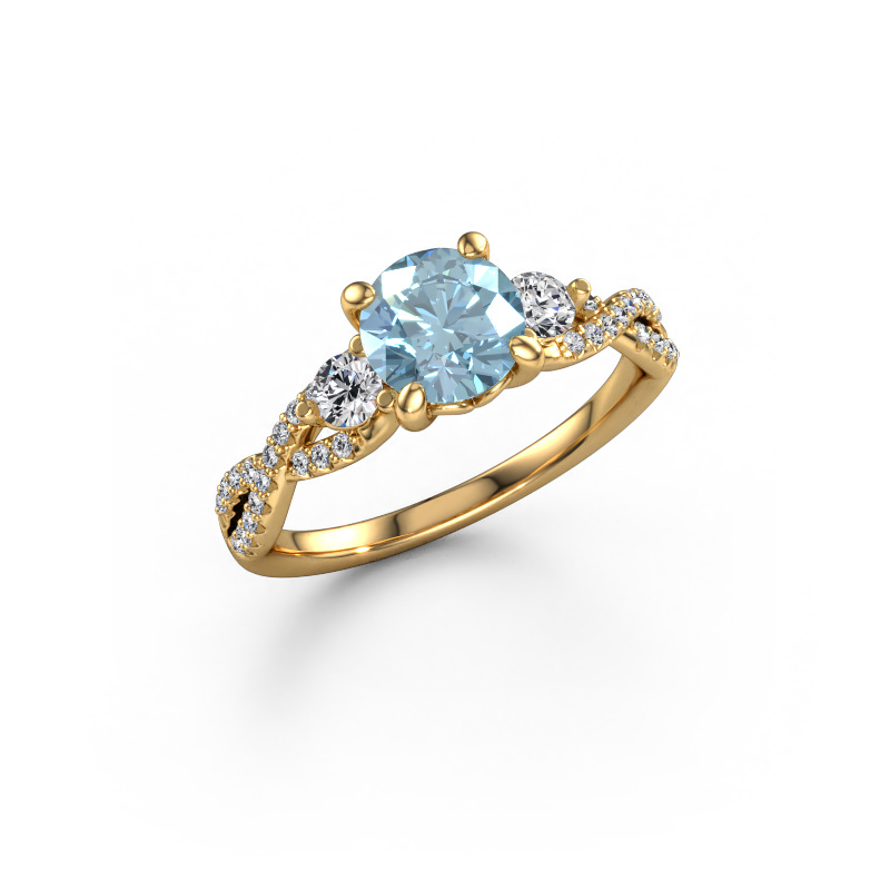 Image of Engagement ring Marilou RND 585 gold Blue lab grown diamond 6.5 mm