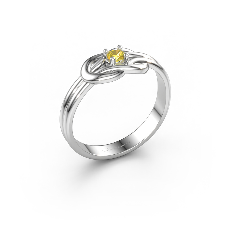 Immagine di Anello Marina 585 oro bianco Zaffiro giallo 3 mm