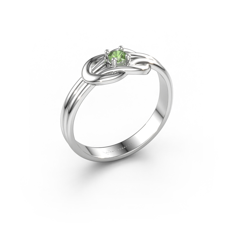 Immagine di Anello Marina 585 oro bianco Tormalina verde 3 mm