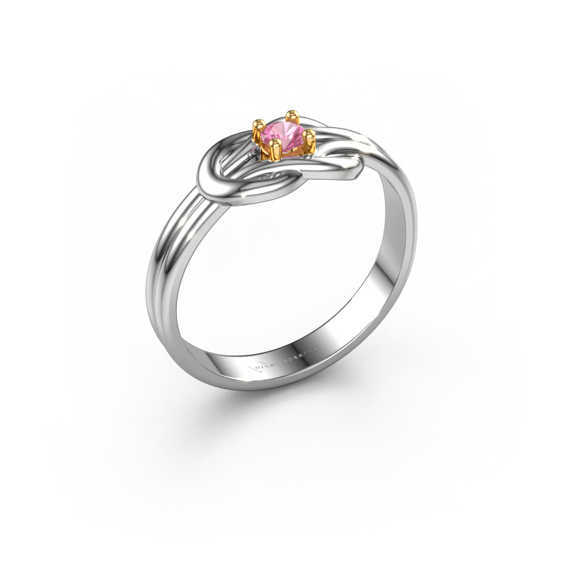 Afbeelding van Ring Marina 585 witgoud Roze saffier 3 mm