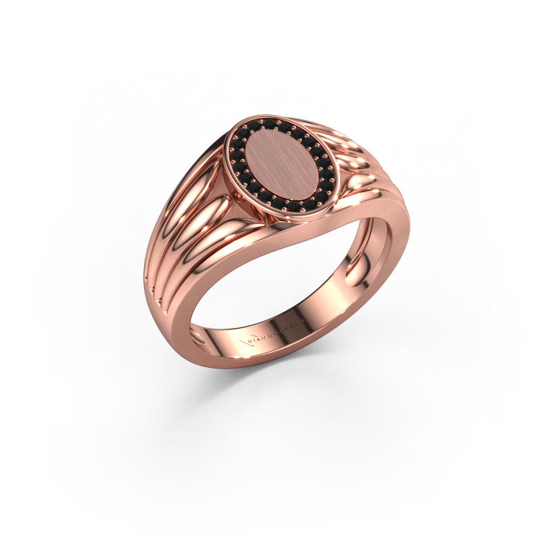 Bild von Pinky Ring Marinus 585 Roségold Schwarz Diamant 0.18 crt