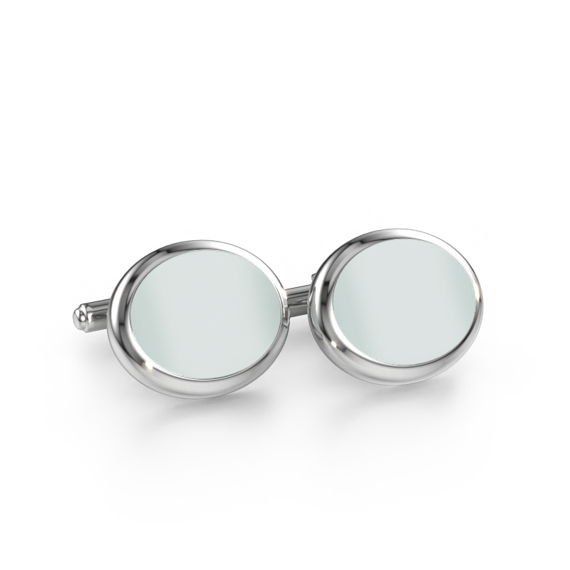 Bild von Manschettenknöpfe Mario 585 Weißgold Grüner Lagenstein 15x12 mm