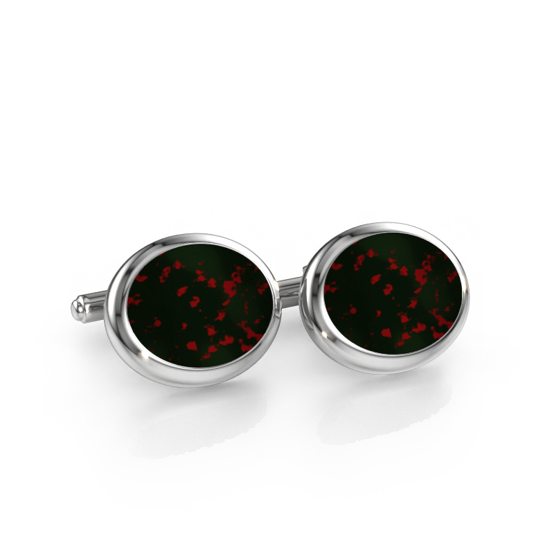 Image of Cufflinks Mario 585 white gold Bloodstone 15x12 mm