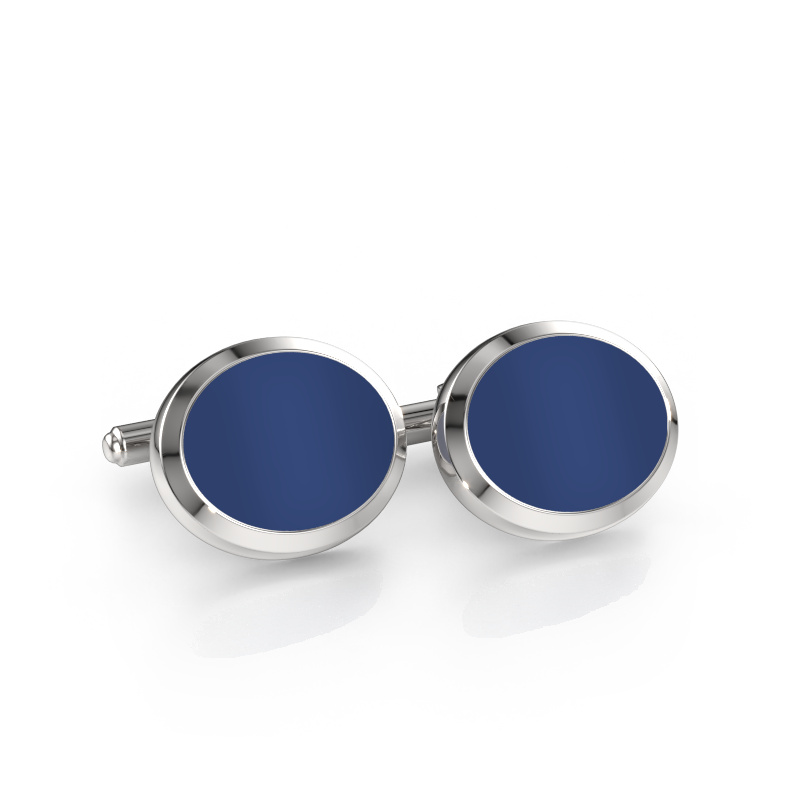 Image of Cufflinks Mario 585 white gold Lapis 15x12 mm