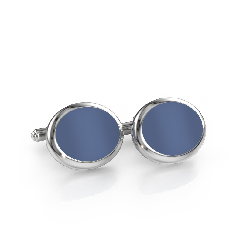 Image of Cufflinks Mario 585 white gold Blue sardonyx 15x12 mm