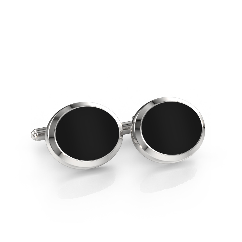 Afbeelding van Manchetknopen Mario 585 witgoud Onyx 15x12 mm