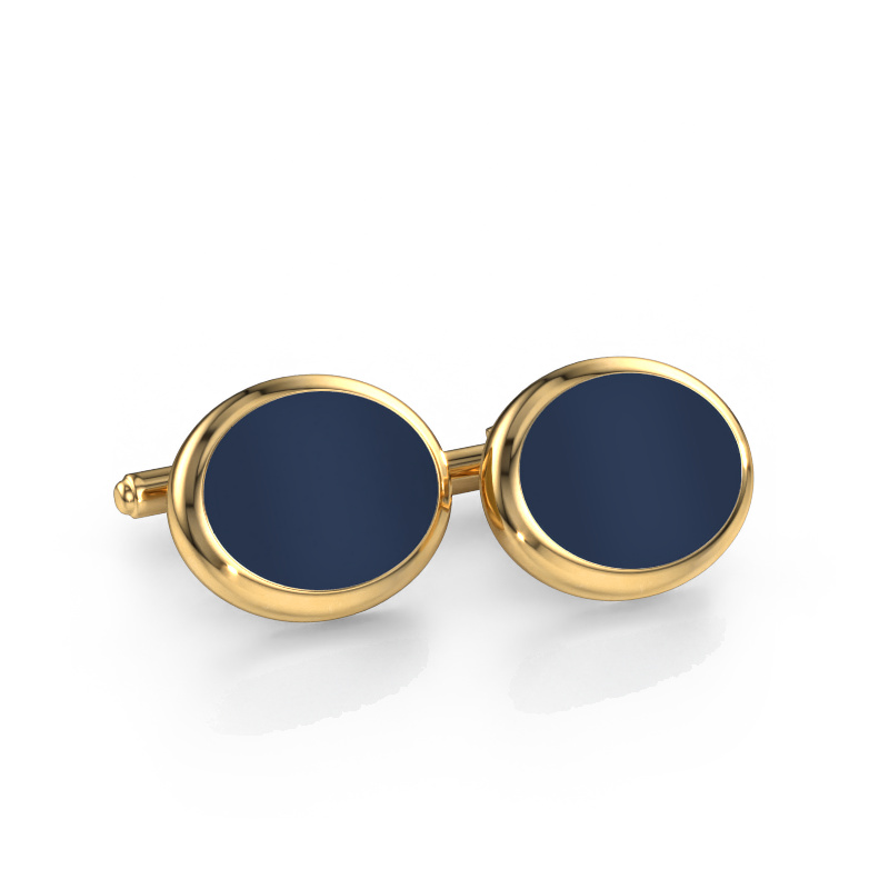 Image of Cufflinks Mario 585 gold Dark blue sardonyx 15x12 mm