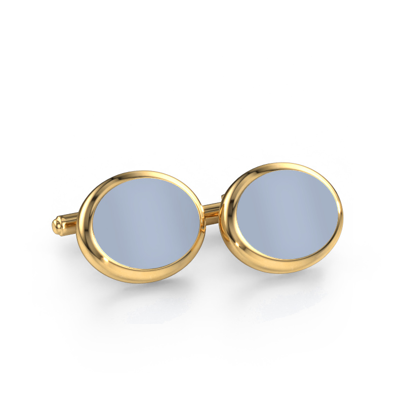Image of Cufflinks Mario 585 gold Light blue sardonyx 15x12 mm