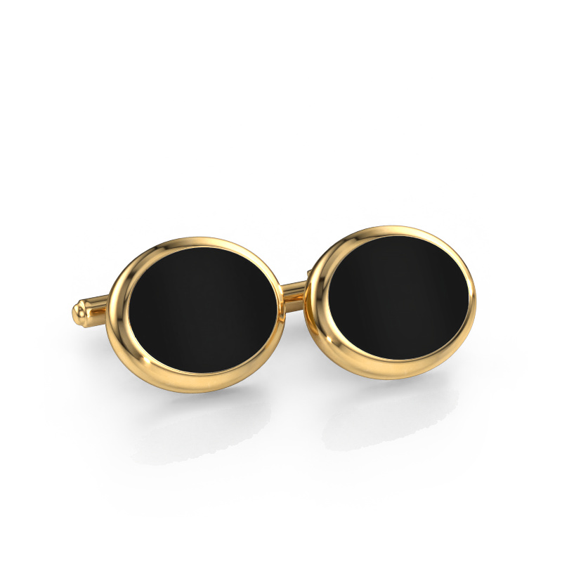 Image of Cufflinks Mario 585 gold Onyx 15x12 mm