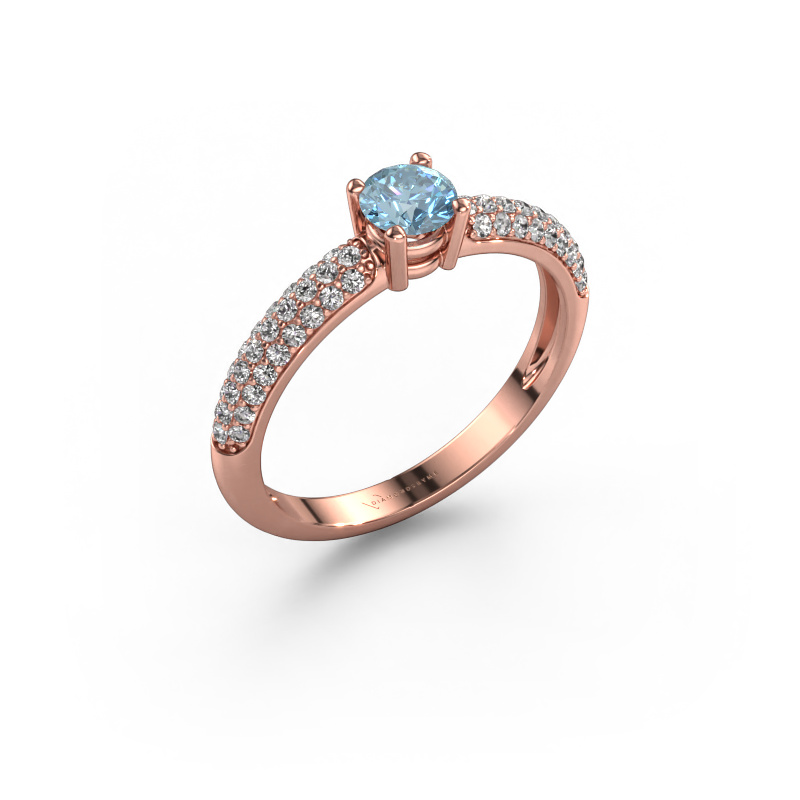 Image of Engagement ring Marjan 585 rose gold Blue lab grown diamond 4.2 mm