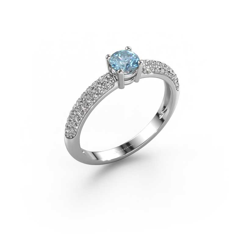 Image of Engagement ring Marjan 585 white gold Blue lab grown diamond 4.2 mm