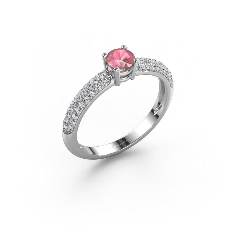 Image of Engagement ring Marjan 585 white gold Tourmaline pink 4.2 mm