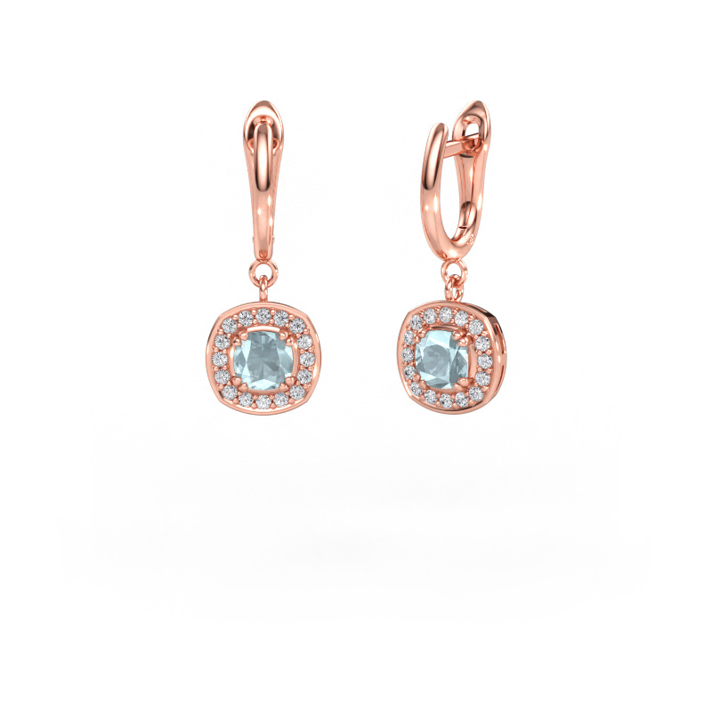 Image of Drop earrings Marlotte 1 585 rose gold Aquamarine 5 mm