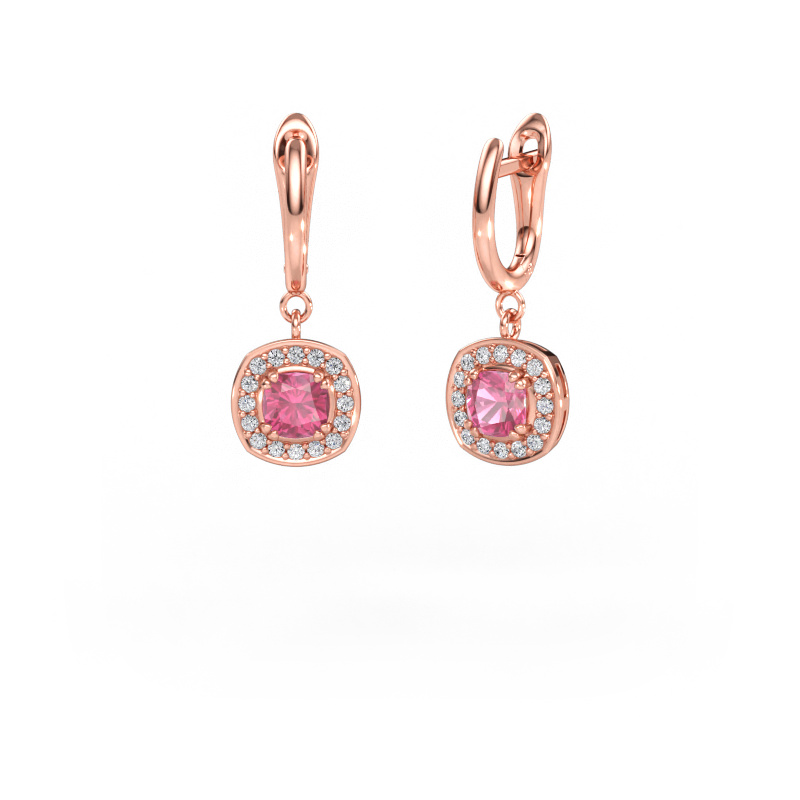 Immagine di Orecchini pendenti Marlotte 1 585 oro rosa Zaffiro rosa 5 mm